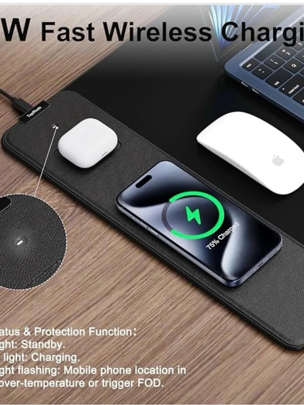 Wireless Charging Mouse Pad, 31.5